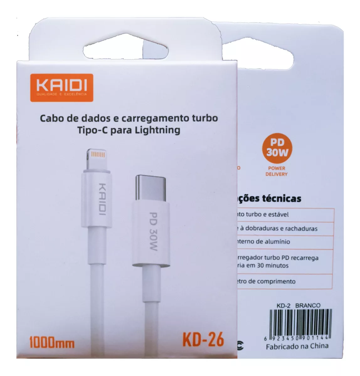 Cabo Carregador Pd Usb C 30w Turbo Para iPhone 11 12 13 14